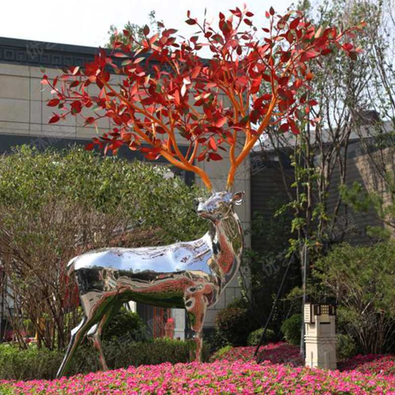不銹鋼鹿，不銹鋼雕塑，不銹鋼鹿定制