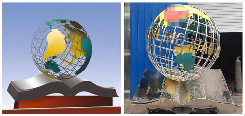 不銹鋼地球，景觀地球雕塑，學校地球儀擺件